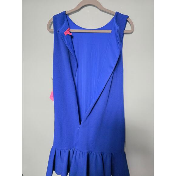 NWT Betsey Johnson Blue Scuba Crepe Mini Dress Sz 10 Cocktail Party Dress Dance - Picture 4 of 9